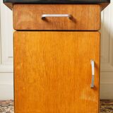 Bedside table in blond wood & Formica 1960