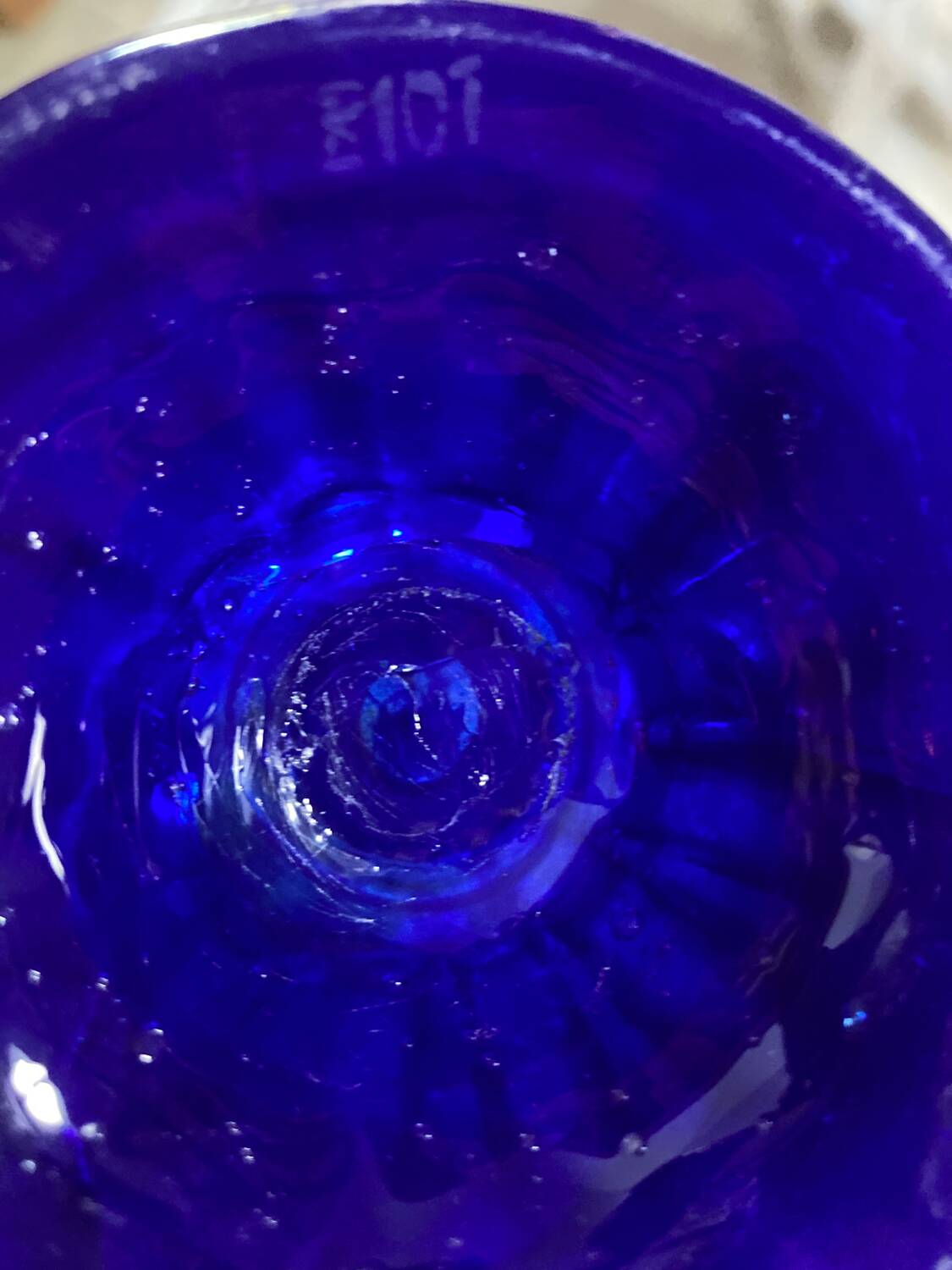 Biot blue bubble glass candle holder