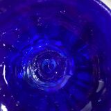 Bougeoir bleu Biot verre bullé