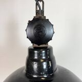 East German Black Enamel Factory Light by Lbd Veb Leuchtenbau Dresden, 1950
