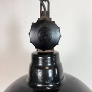 East German Black Enamel Factory Light by Lbd Veb Leuchtenbau Dresden, 1950