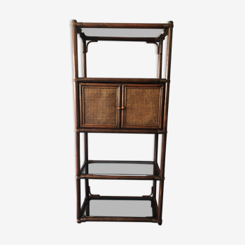 Bamboo and rattan bookcase 70s-80s