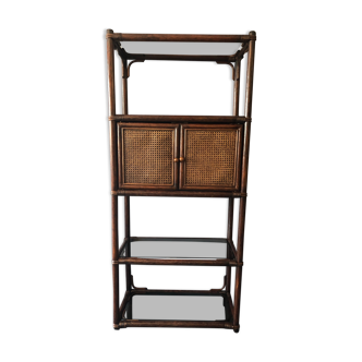 Bamboo and rattan bookcase 70s-80s