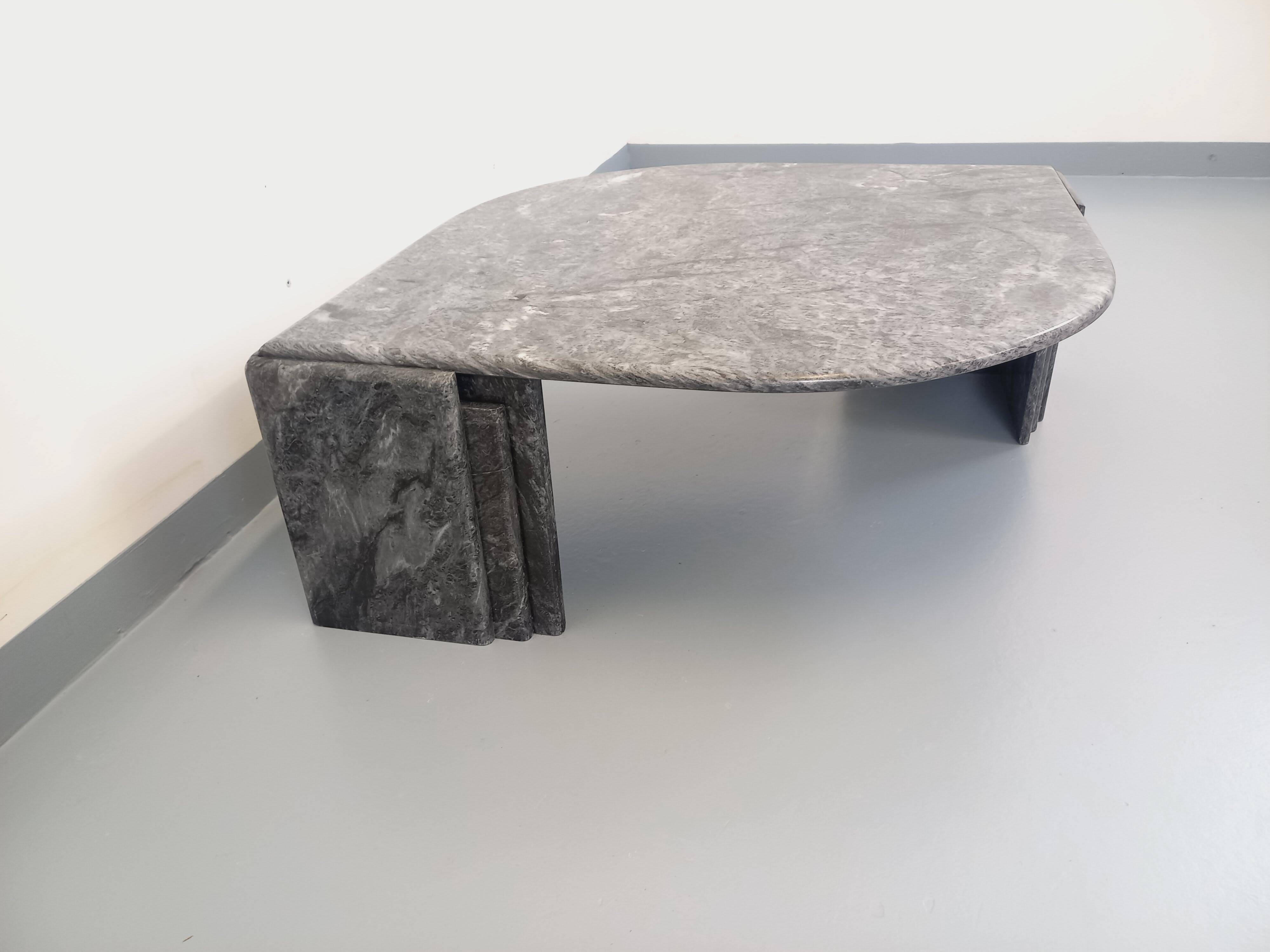 Vintage grey marble coffee table from the 1970s.
