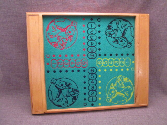 Lady game board and small old wooden horses