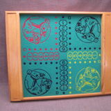 Lady game board and small old wooden horses