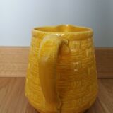 Digoin Sarreguemines barbotine pitcher with wicker decor