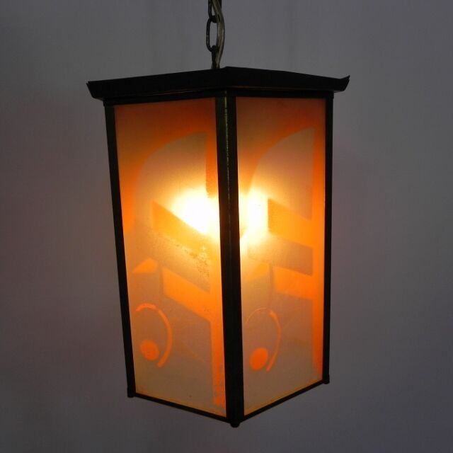 Art Deco hanging lamp with 6 glass plates