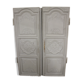 Paire de portes d'armoire ancienne repeintes