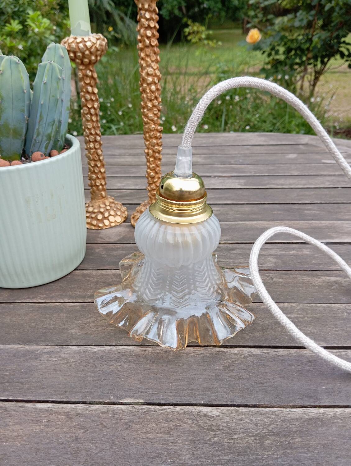 Amber yellow tulip glass nomad pendant light 🌷