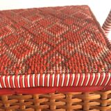 Rattan and scoubidou basket in the 1960s