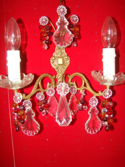 applique bronze et cristal à 2 bras de lumière