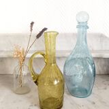 Two bubble glass carafes