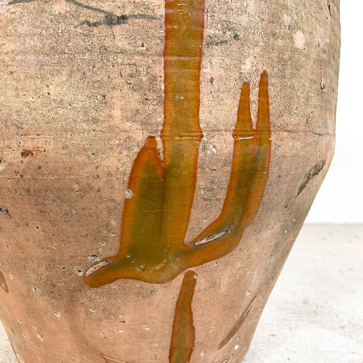 Antique mediterranean spanish terracotta olive jar