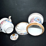 Tisanière ancienne en porcelaine de Paris veilleuse Théière à infusion fleurie peint main 19e s.