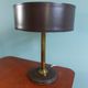 Brown leather desk lamp and brass foot, 70s