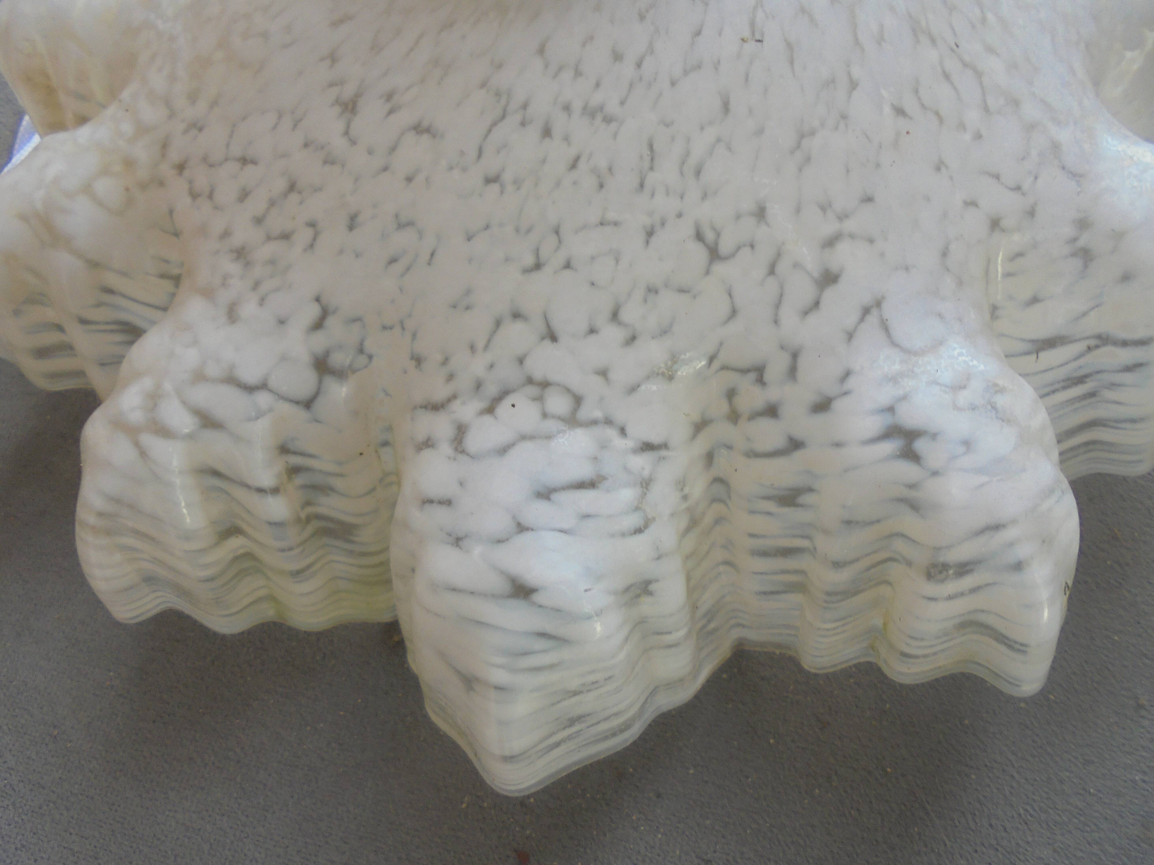 Suspension Opaline Plissée Décor Clichy MarbréPlafonnier porcelaine fil neuf