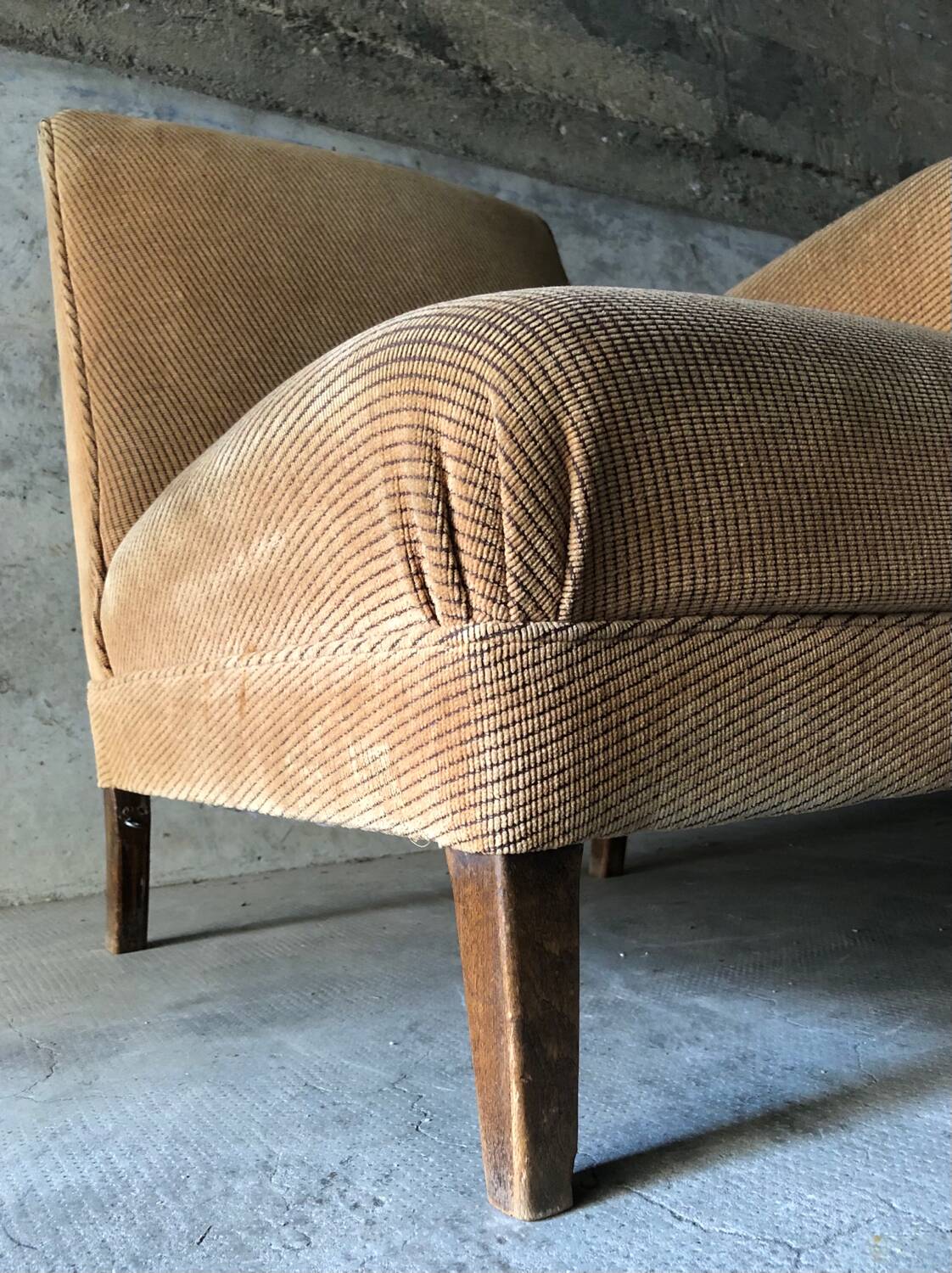 Armchair in wood and beige fabric, France 1940