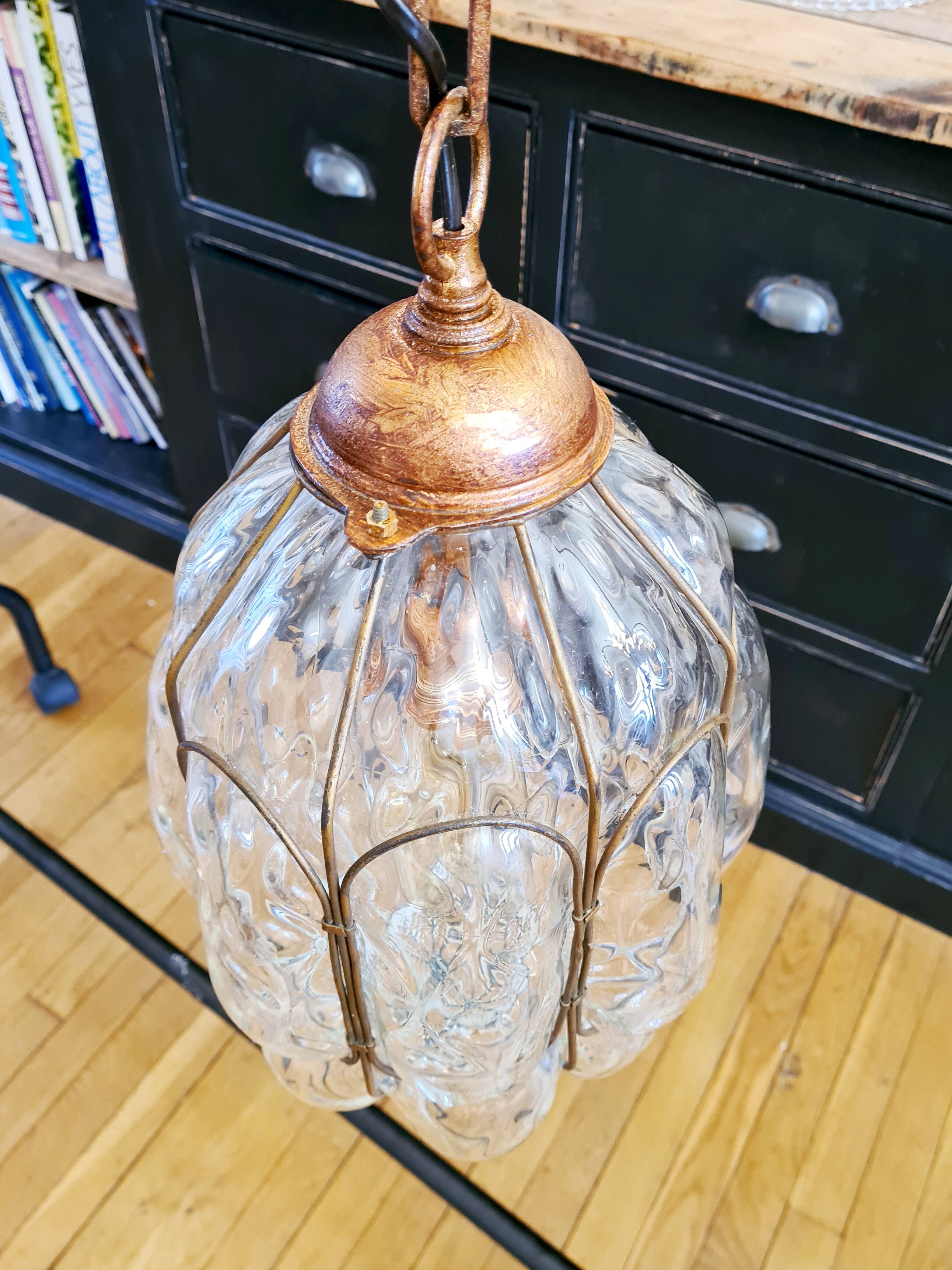 Murano glass hand-blown pendant light, mid-20th century