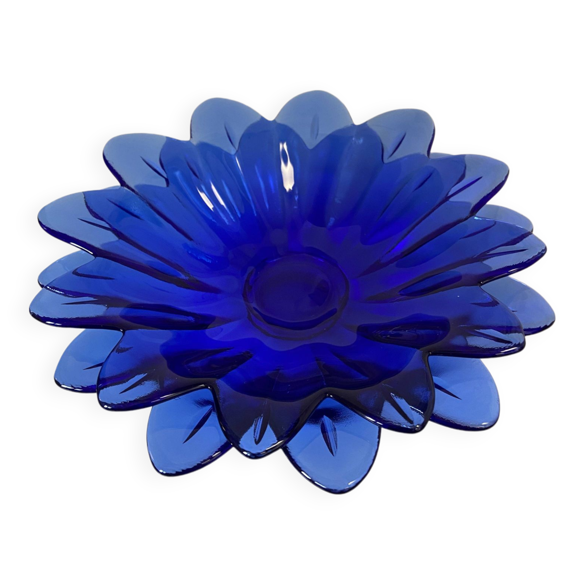 Set of 2 small plates fruit cup in the shape of a daisy/blue flower - pocket tray / ashtray