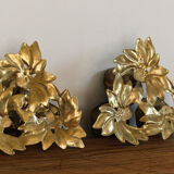 Pair of triple brass candle holders