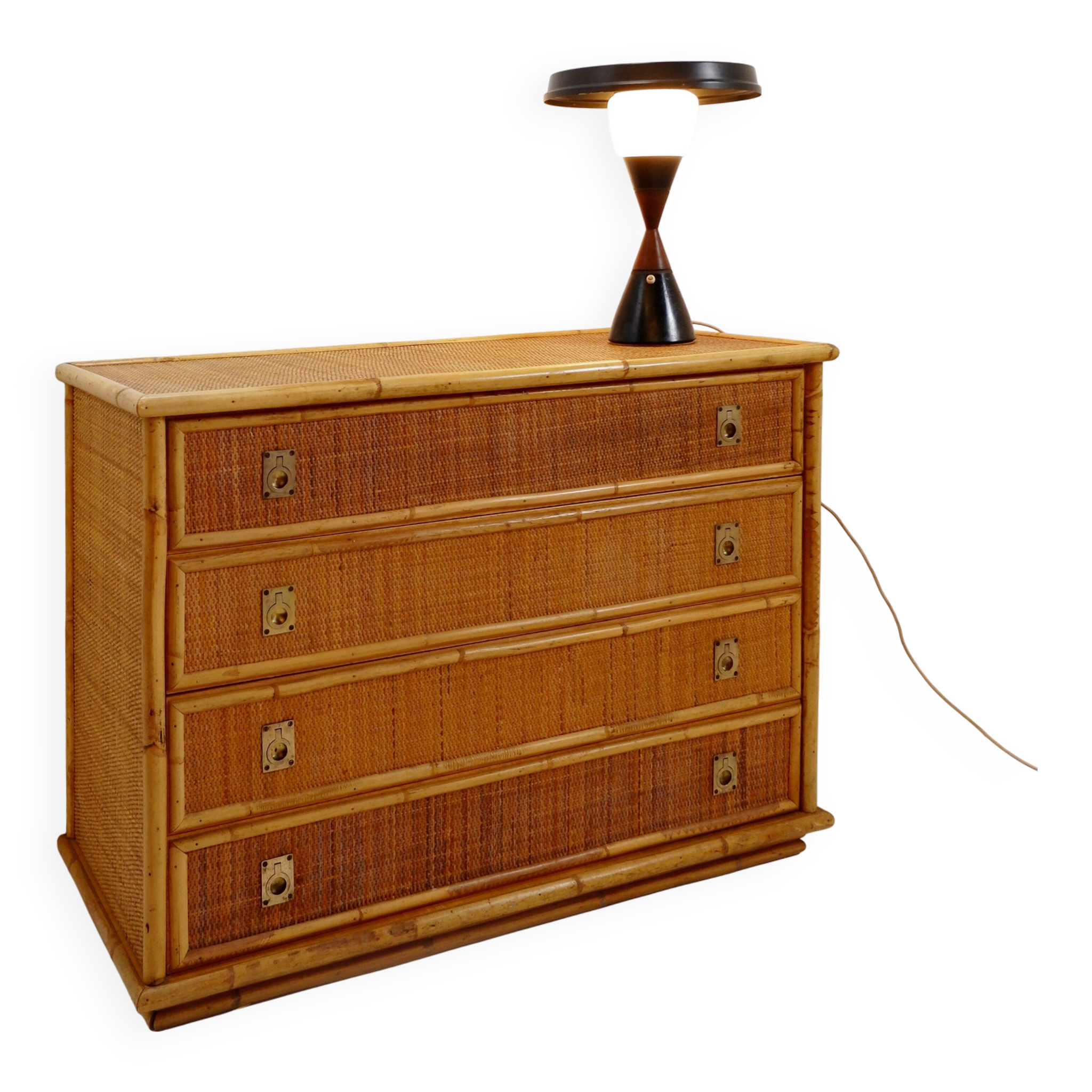 Dal Vera chest of drawers in bamboo and wicker/rattan, Italy 1960s