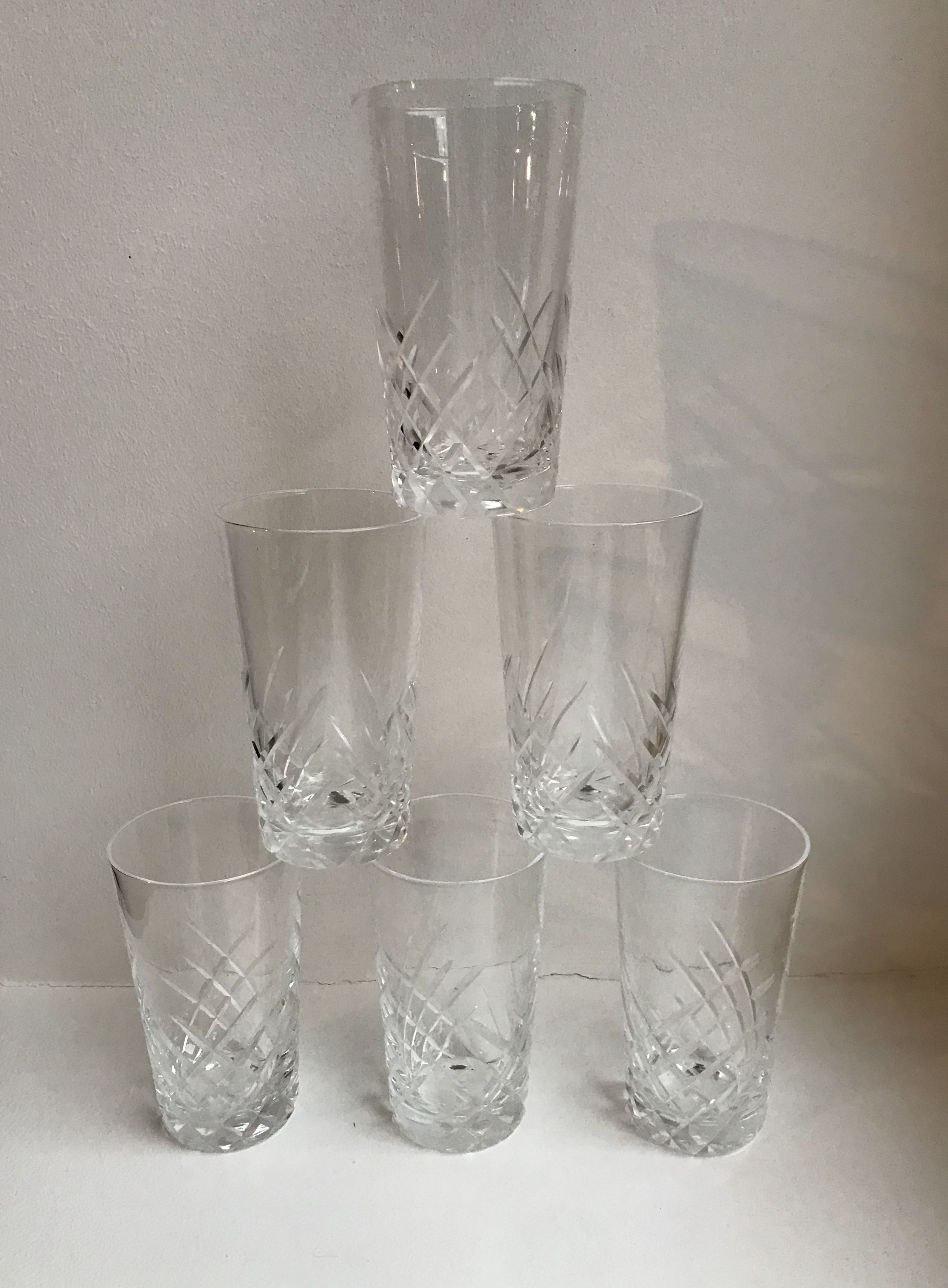 Set of 6 crystal shot glasses 50s