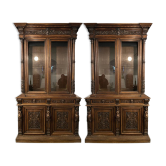 Pair of 2-part glass-fronted bookcases