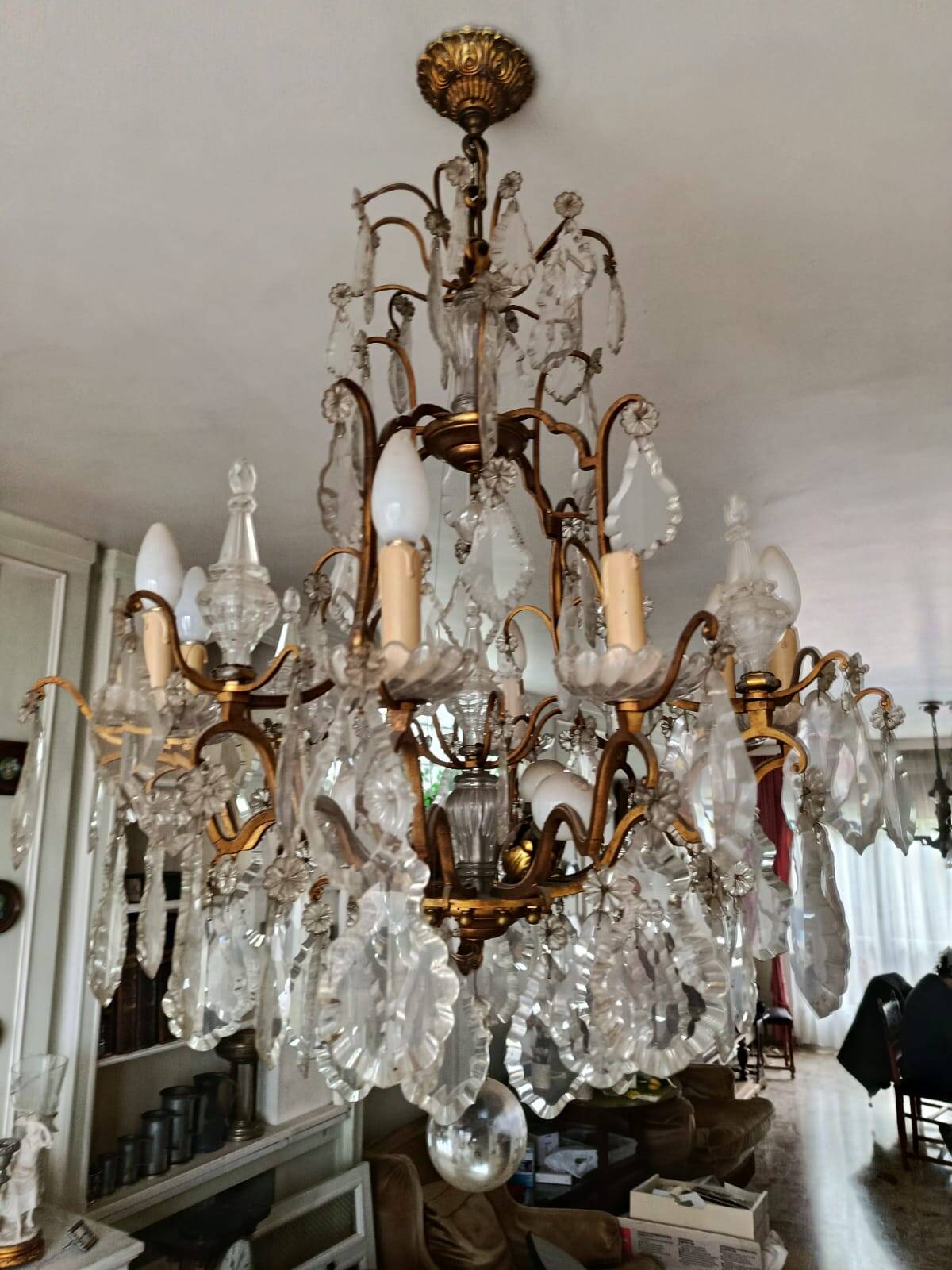Lustre en bronze et cristal