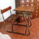 Bureau d'écolier en chêne et métal style industriel