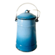 Old vintage milk jug in degraded blue enameled sheet metal