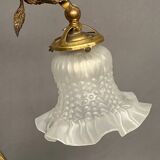Gilded bronze lamp with the figure of a heron in Art Nouveau style.