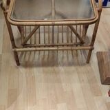 Table end of sofa door rattan magazines and glass granite