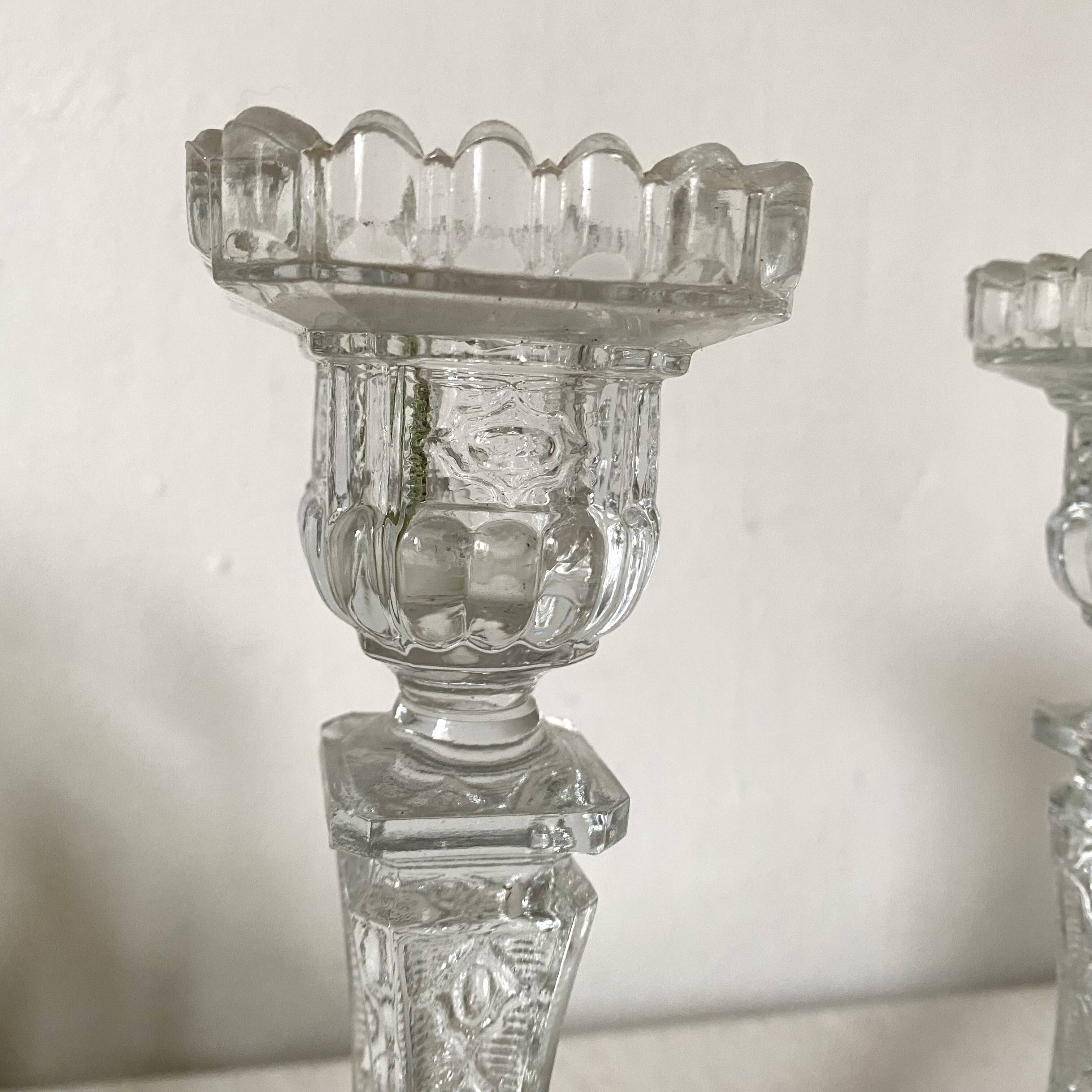 Molded glass candle holders X3