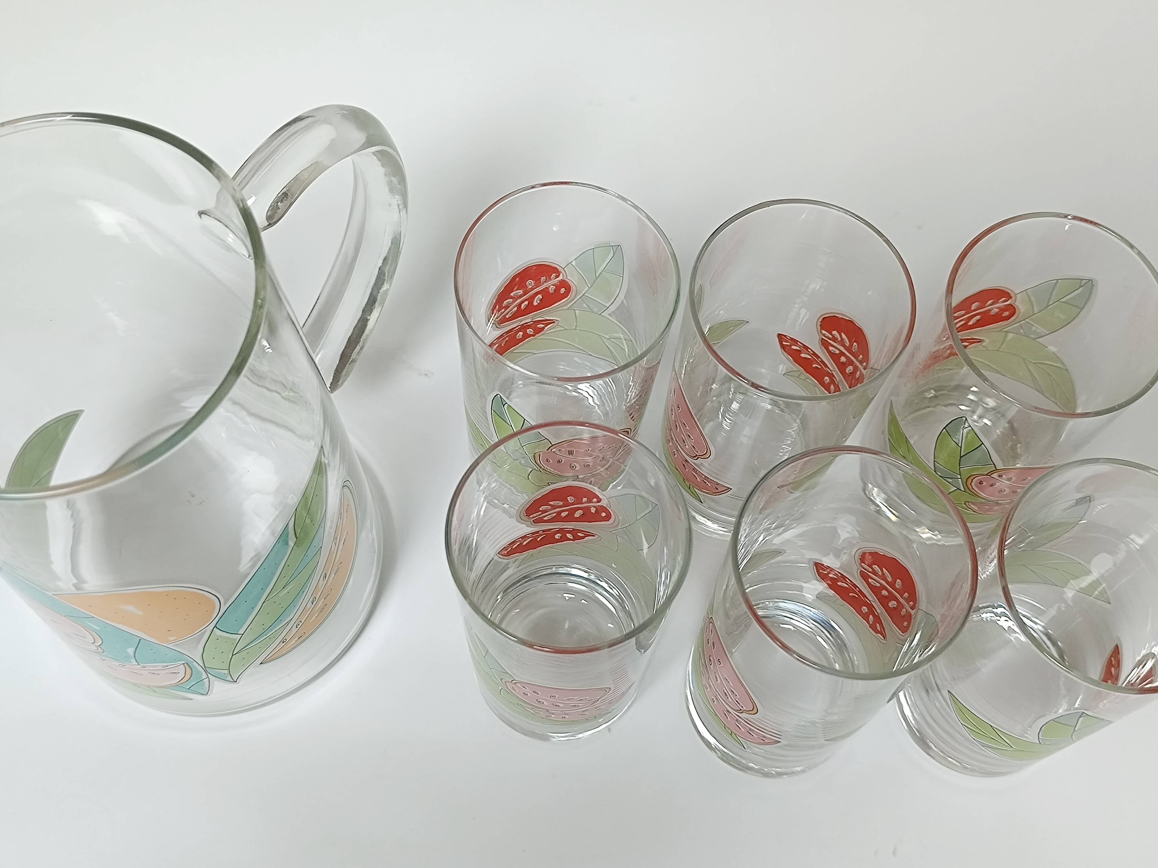 6 verres + carafe à orangeade