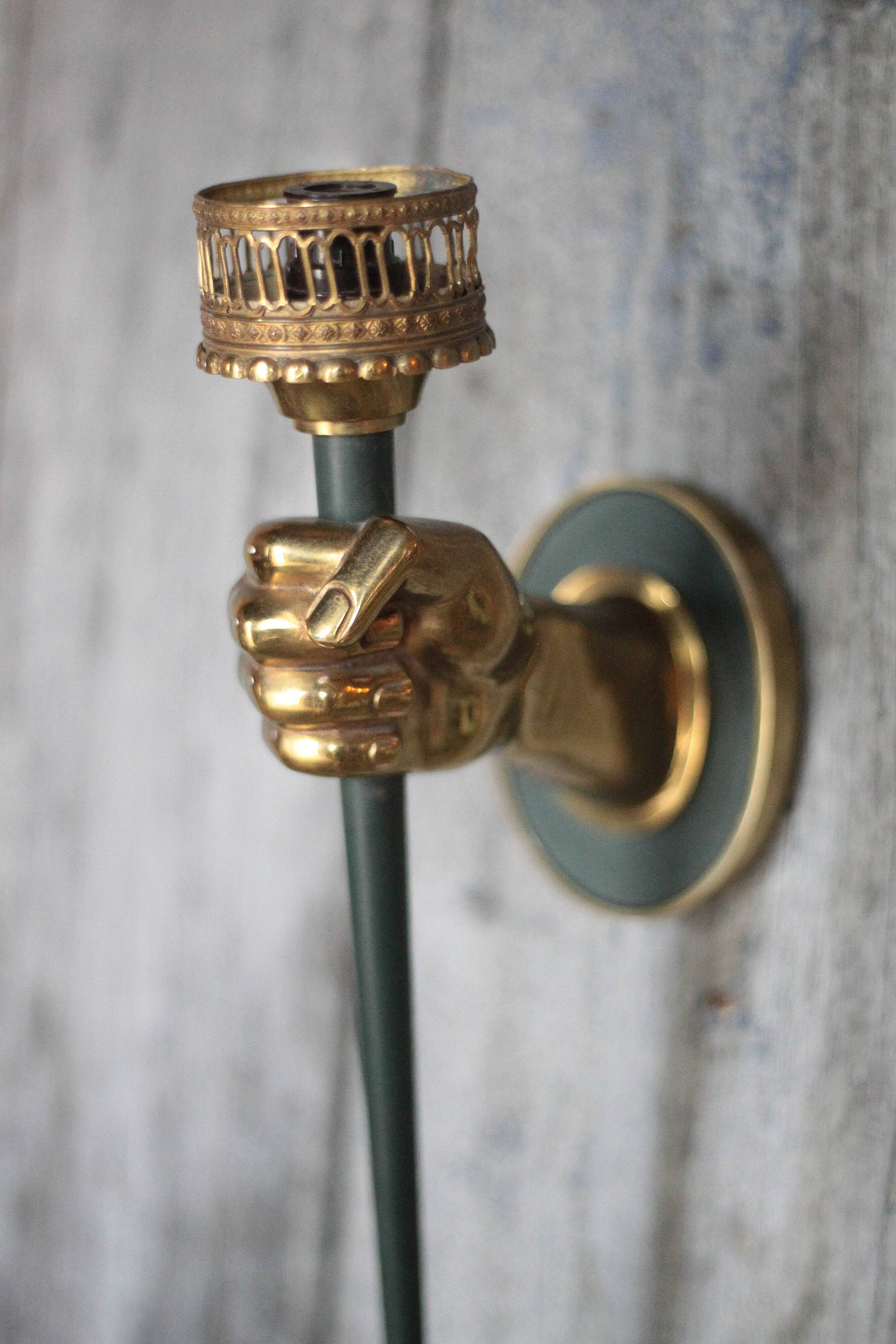 Bronze wall light Lucien Gau vintage, wall sconce, vintage hand sconce.