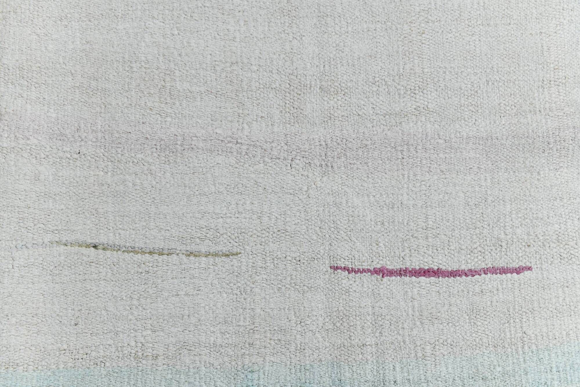 6x12 Off-White Long Wide Hand Woven Turkish Minimal Vintage Rug, 176x358 Cm