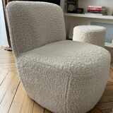 Fauteuil doudou imitation fourrure écru Eve