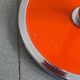 VINTAGE 1970s METAL ASH TRAY ON A STAND ORANGE LACQUER & CHROME 70S SPACE AGE