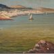 Huile sur toile du XIXème siècle, calanques, Méditerranée