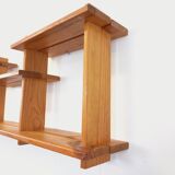 Vintage pine wall shelf in Maison Regain style from the 80s