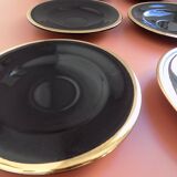 set of 9 black and gold Salins cups and saucers