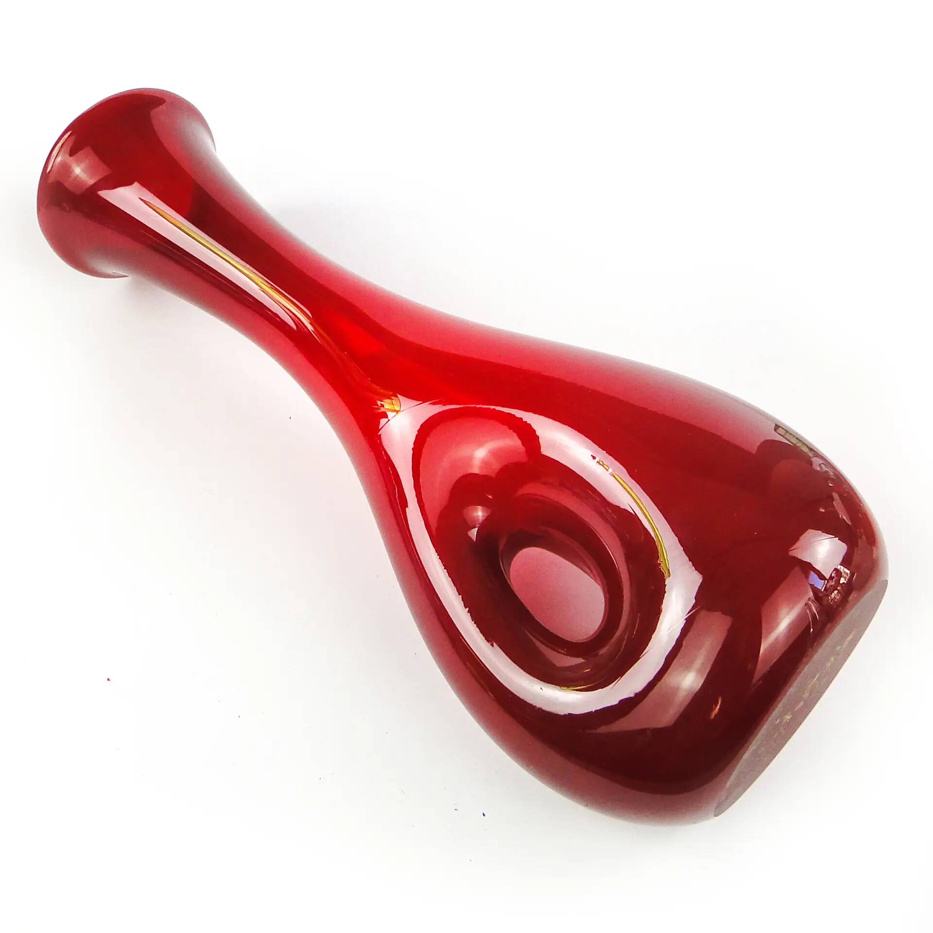 Mid-century modern vase, red glass, Poland, 1970s