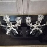 Paire de chandeliers Murano en verre soufflé