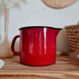 Pitcher vase in red enamelled sheet metal