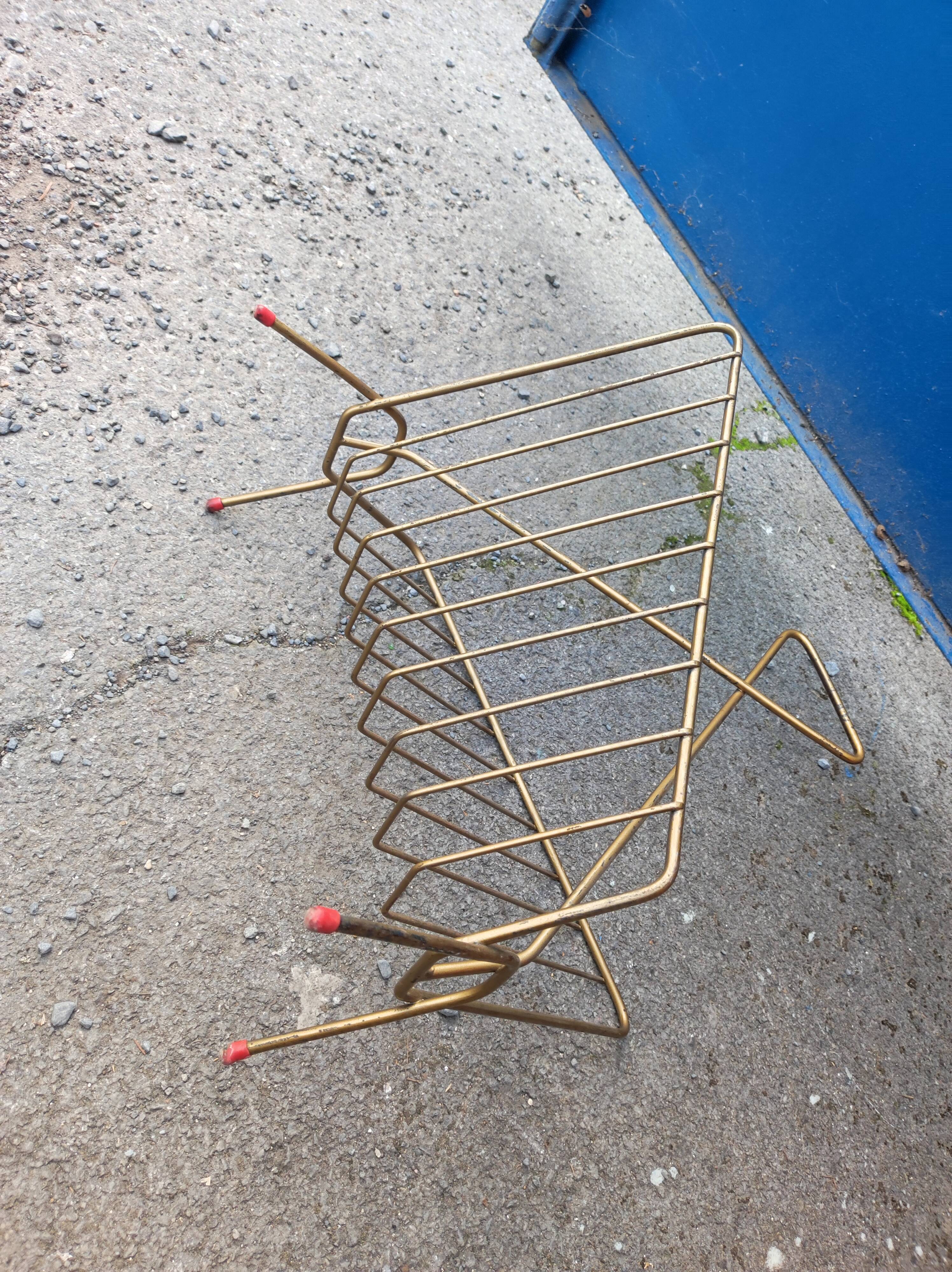 Design magazine holder vintage golden steel file