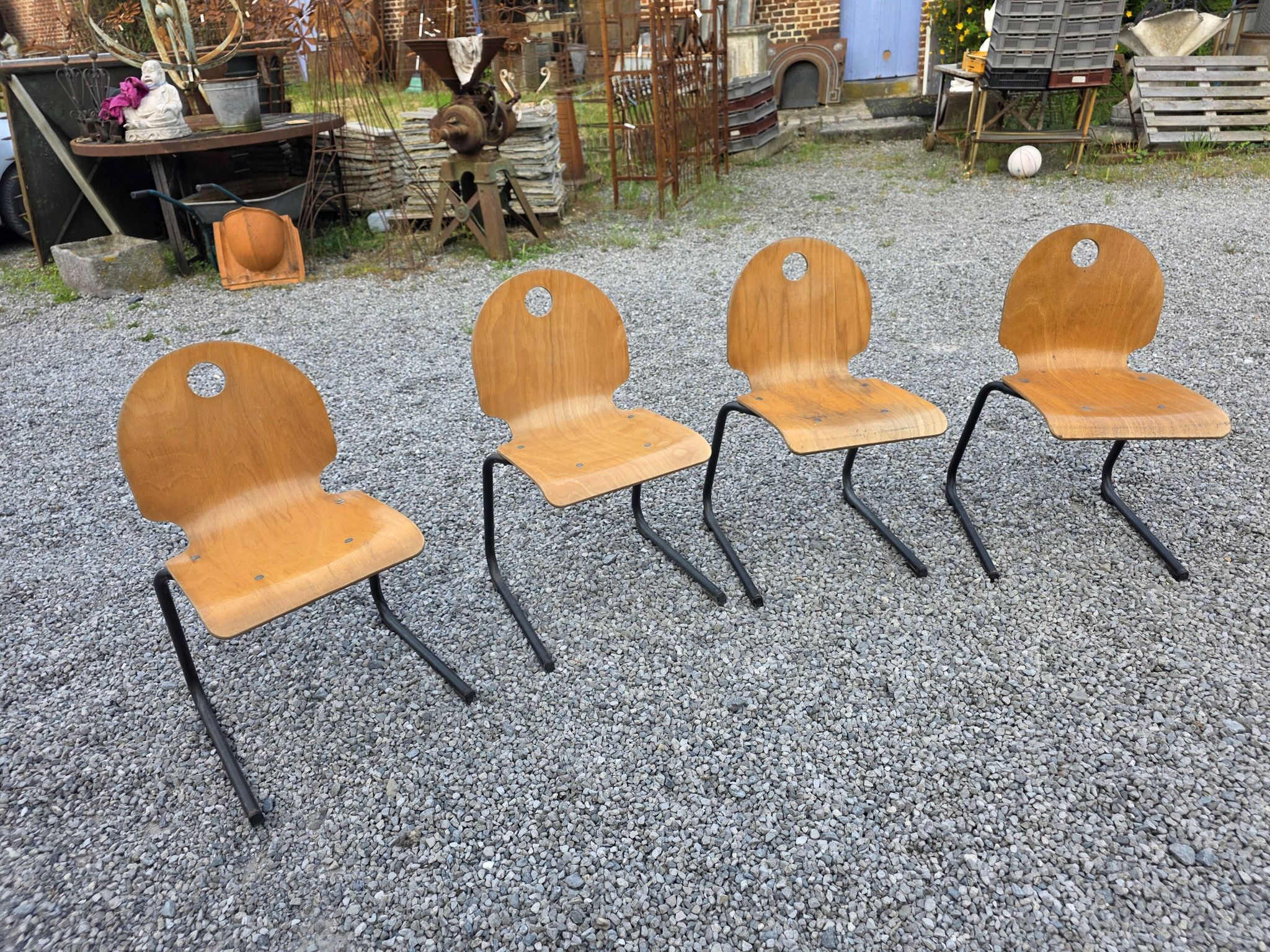 4 vintage school chairs from the 70s
