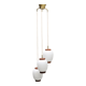 Bent Karlby "China" pendant lights, 3 lights, teak and glass, Lyfa, Denmark, 1960.