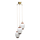 Bent Karlby pendentifs "china" 3 lumières teck et verre Lyfa Danemark 1960