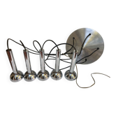 5-light vintage 70s chrome cascade pendant light